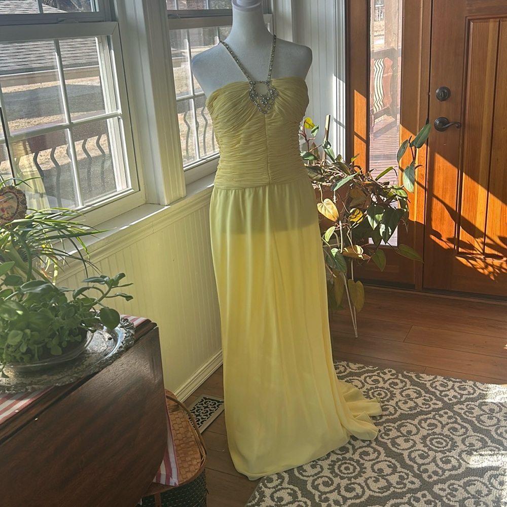 Prom formal, vintage worn once.  Pale yellow.